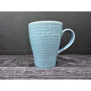 Starbucks Stockholm Design House Sky Blue Ribbed Tea Coffee Mug 12 oz 2009 EUC